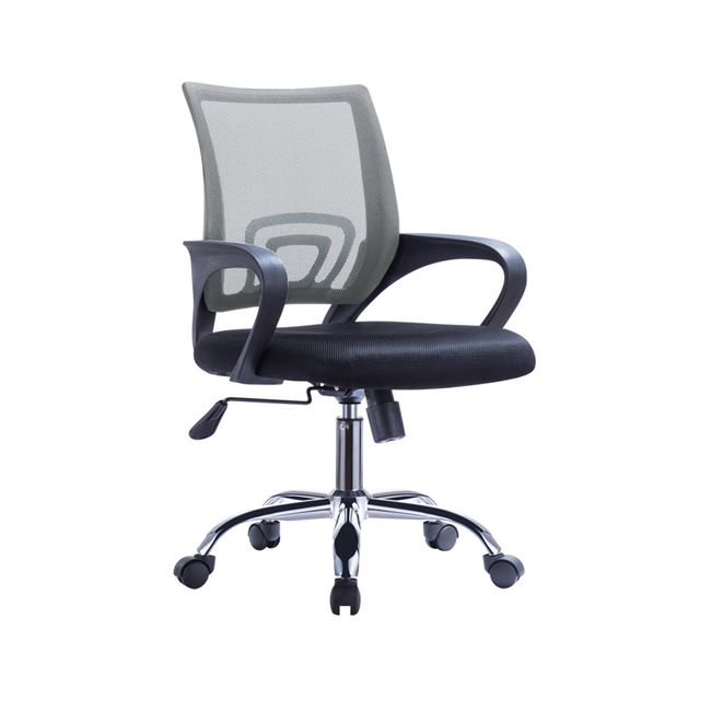 Πολυθρόνα εργασίας από ύφασμα mesh σε χρώμα γκρι-μαύρο 55x62x89/101