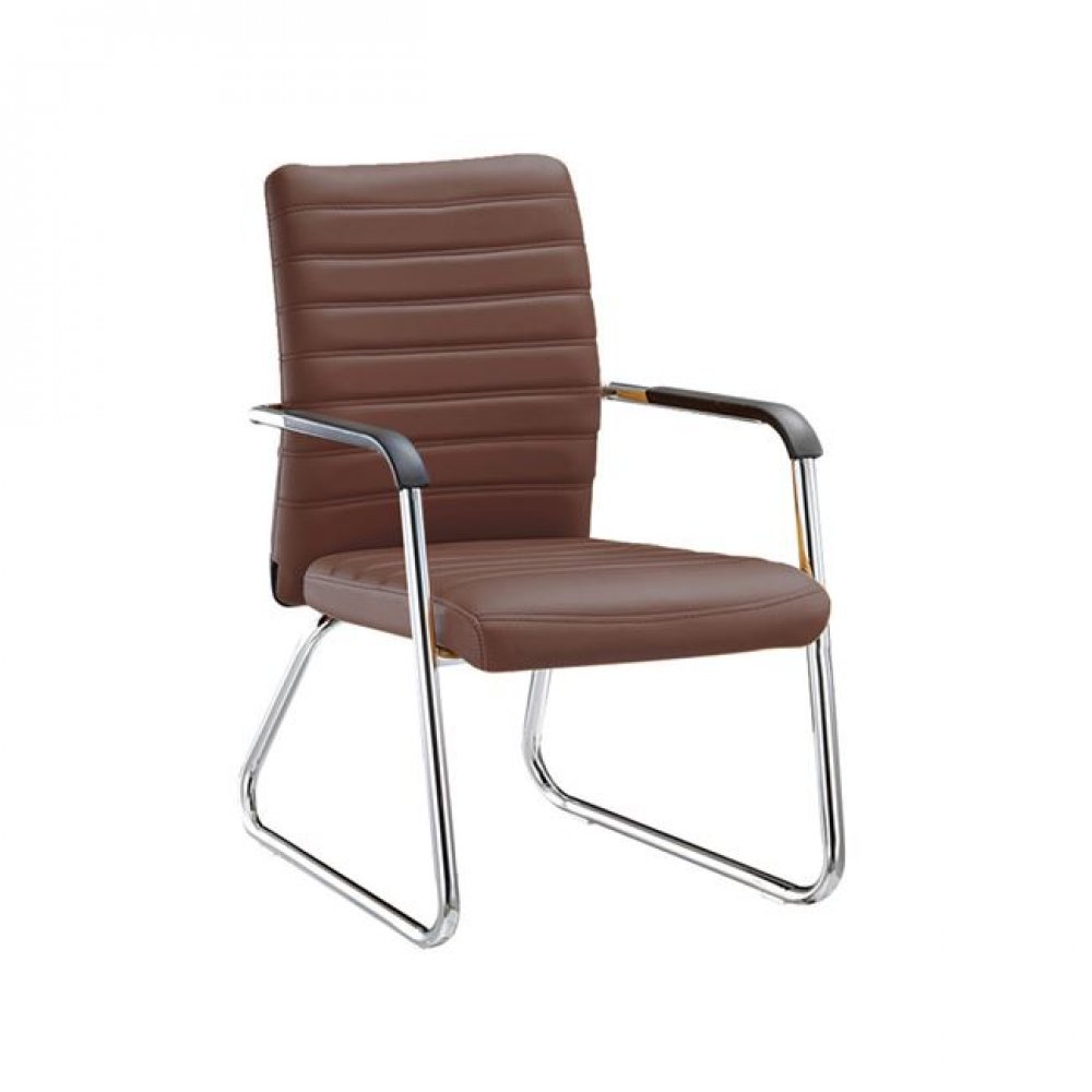Πολυθρόνα επισκέπτη "COLLET" χρωμίου από τεχνόδερμα σε καφέ χρώμα 55x64x95