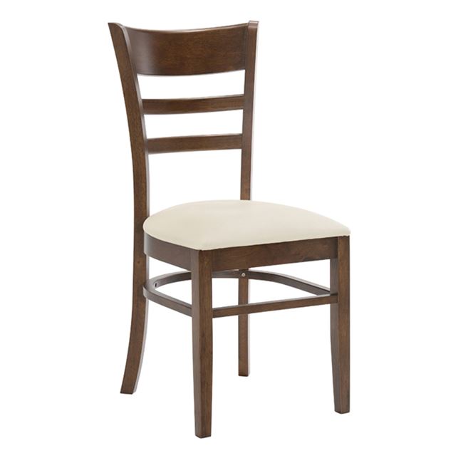 Καρέκλα "CABIN" ξύλινη-τεχνόδερμα σε καρυδί-εκρού 42x48x91