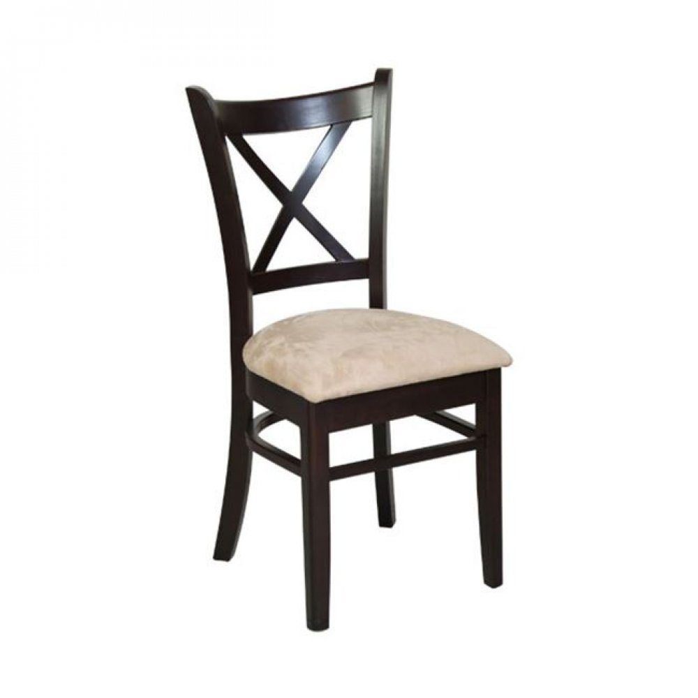 Καρέκλα "METRON" ξύλινη-τεχνόδερμα σε καρυδί-εκρού 42x40x87