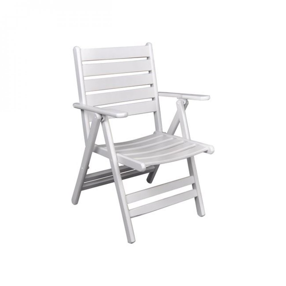 Πολυθρόνα "VENEZIA" πτυσσόμενη ξύλινη σε λευκό χρώμα 57x70x92