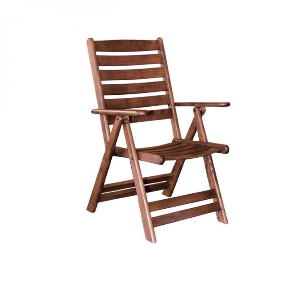 Πολυθρόνα "VENEZIA" πτυσσόμενη ξύλινη σε καρυδί χρώμα 57x71x105