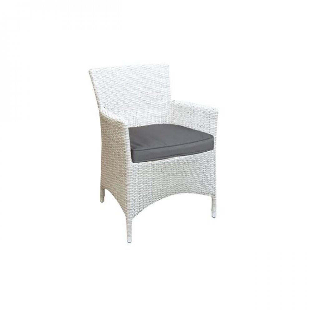 Πολυθρόνα "BOSTONIAN" από αλουμίνιο wicker σε λευκό χρώμα 58x57x85
