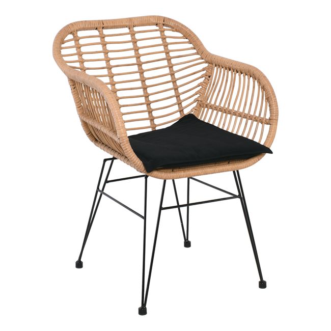 Πολυθρόνα "SALSA" από πλέξη wicker σε φυσικό χρώμα 55x66x76