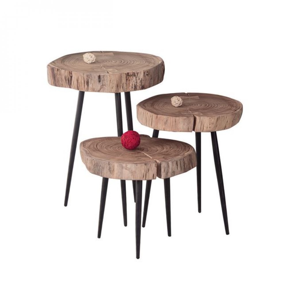 Τραπεζάκι "PATEL" ξύλινο ακακία σε φυσικό χρώμα  +/-35x34x54