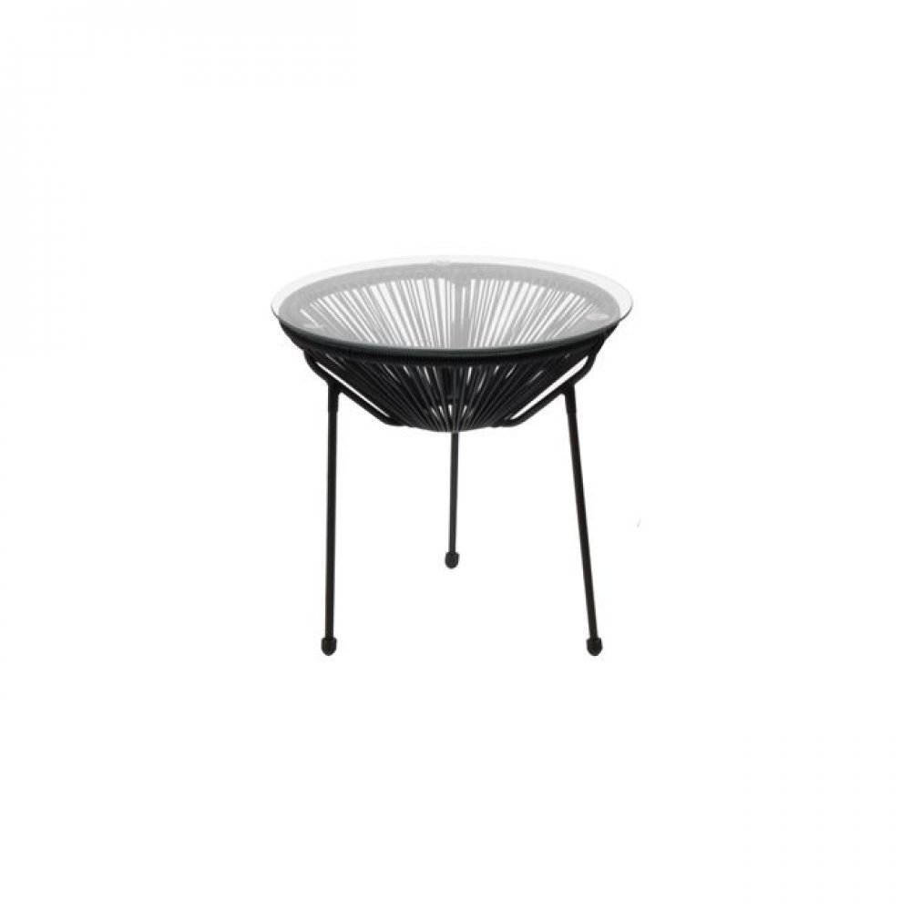 Τραπέζι "ACAPULCO" μεταλλικό με γυάλινη επιφάνεια σε μαύρο χρώμα 50x50