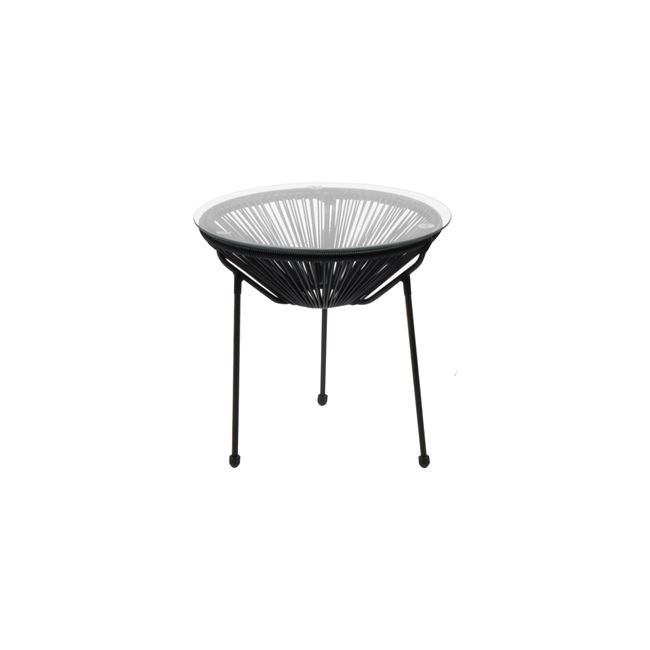 Τραπέζι "ACAPULCO" μεταλλικό με γυάλινη επιφάνεια σε μαύρο χρώμα 50x50