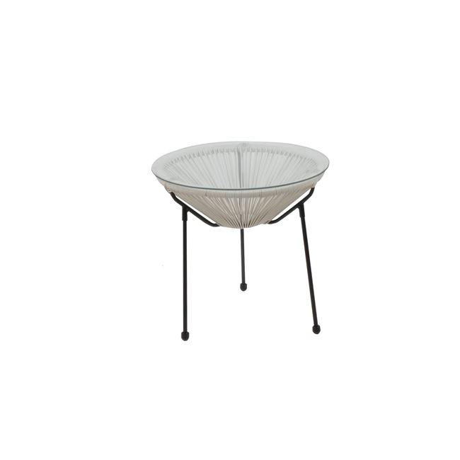 Τραπέζι "ACAPULCO" μεταλλικό με γυάλινη επιφάνεια σε λευκό χρώμα 50x50