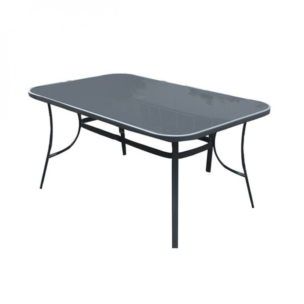 Τραπέζι "VERONA" μεταλλικό σε ανθρακί χρώμα με γυάλινη επιφάνεια 160x96x71