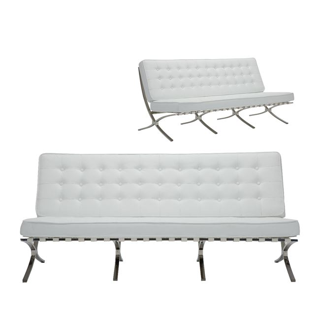 Καναπές "BARCELONA" τριθέσιος από pu σε λευκό χρώμα 184x83x84