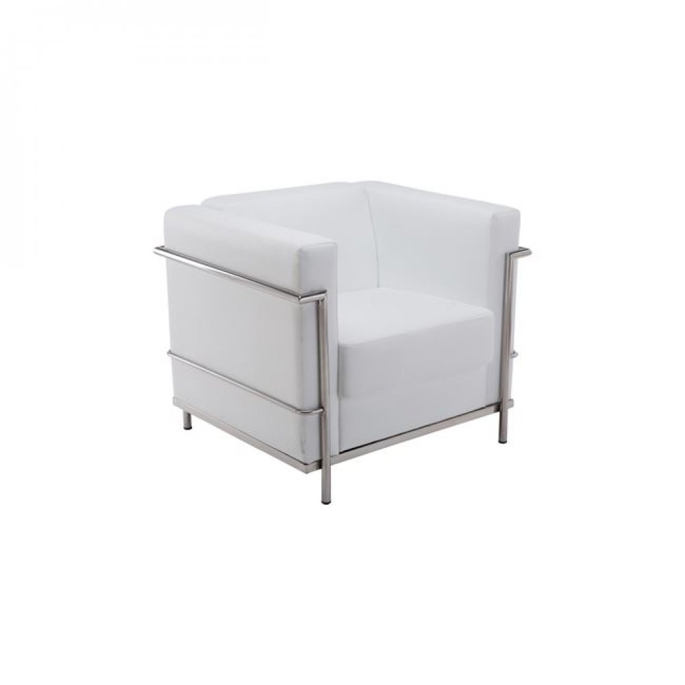 Πολυθρόνα "GENOVA" inox-pu σε λευκό χρώμα 83x73x71