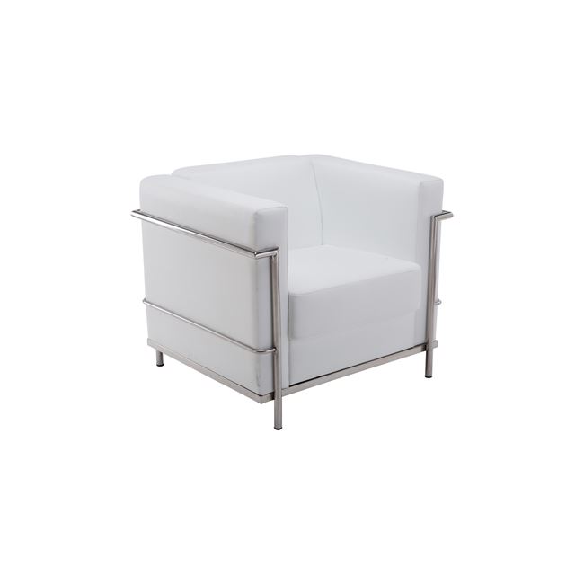 Πολυθρόνα "GENOVA" inox-pu σε λευκό χρώμα 83x73x71