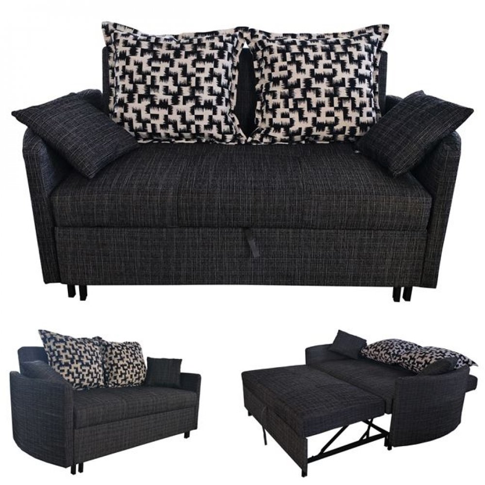 Καναπές-κρεβάτι "ADAMS" διθέσιος από ύφασμα σε μαύρο χρώμα 166x88x84