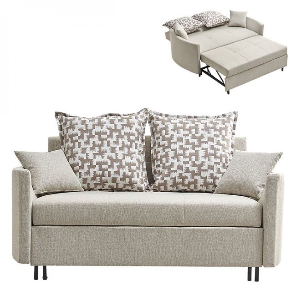 Καναπές-κρεβάτι "ADAMS" διθέσιος από ύφασμα σε μπεζ χρώμα 166x88x84