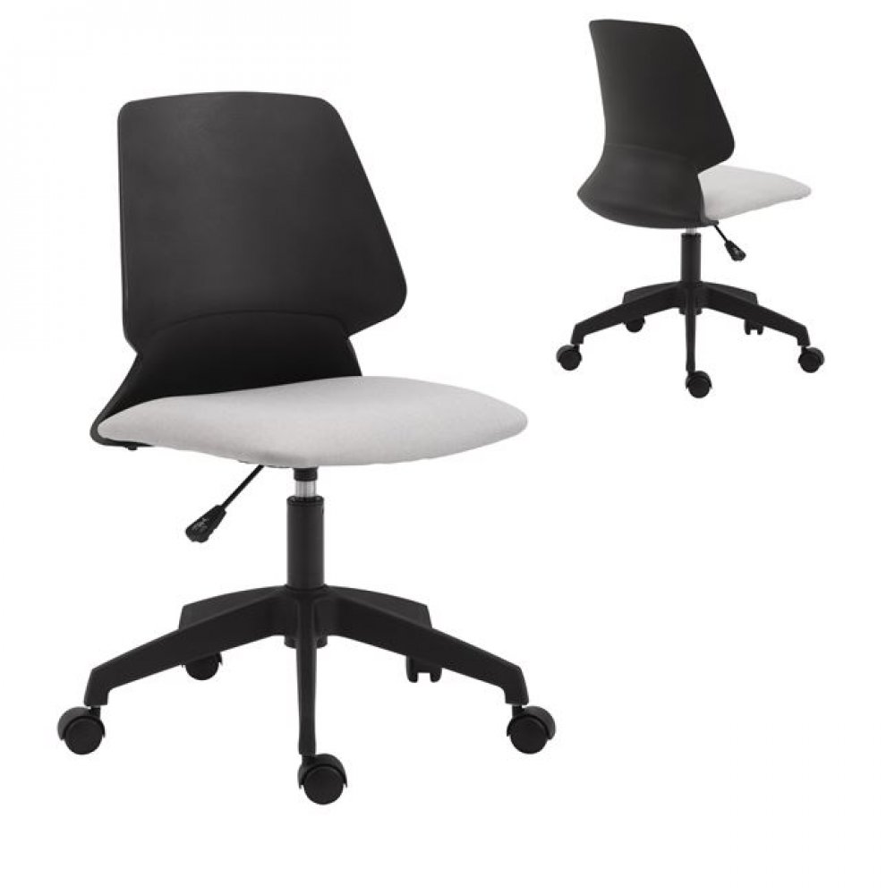 Καρέκλα εργασίας από pp/ύφασμα σε ανοιχτό γκρι-μαύρο χρώμα 47x49x84/94