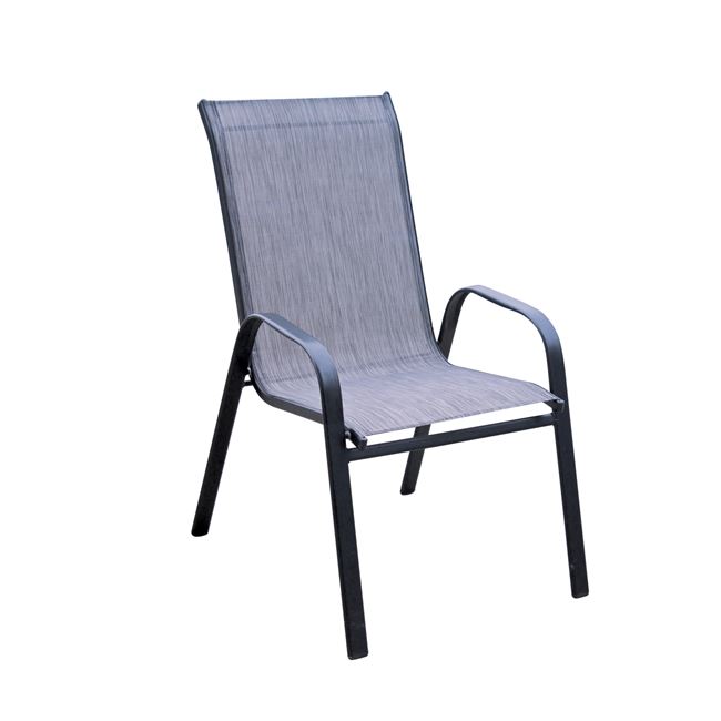 Πολυθρόνα "RIO" μεταλλική με textilene σε χρώμα γκρι σκούρο 65x56x96