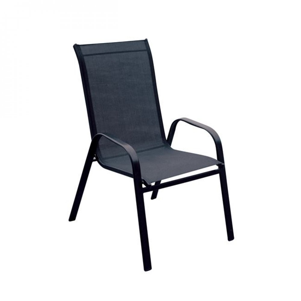 Πολυθρόνα "RIO" μεταλλική με textilene σε χρώμα μαύρο 65x56x96