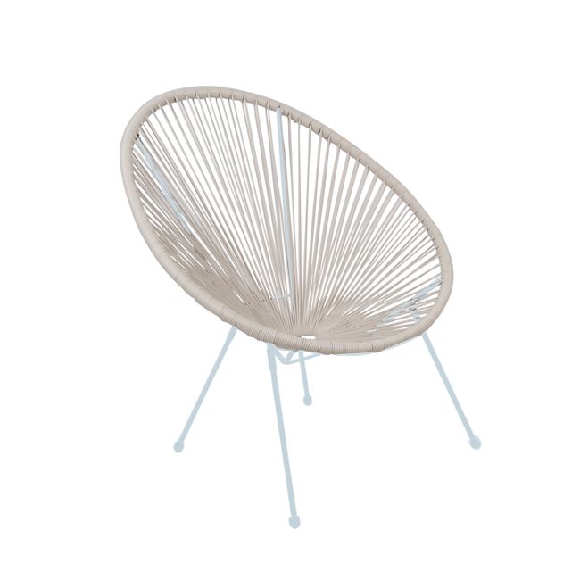 Πολυθρόνα "ACAPULCO" μεταλλική με rattan σε χρώμα λευκό 74x80x84