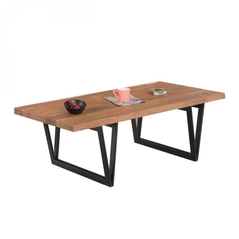 Τραπέζι σαλονιού "PELT" από μέταλλο/ξύλο σε χρώμα μαύρο-φυσικό 118x60x40