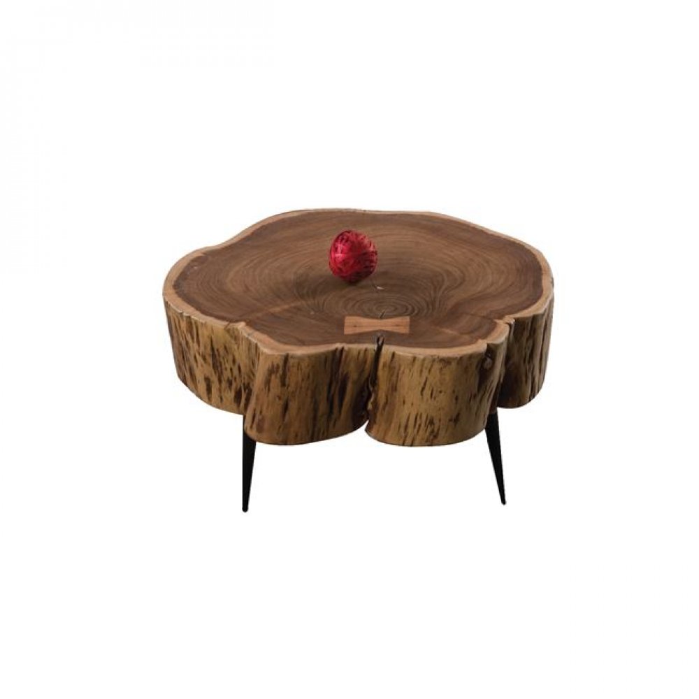 Τραπέζι βοηθητικό "FUEGO" μεταλλικό/ξύλινο σε χρώμα μαύρο-φυσικό 45x45x48