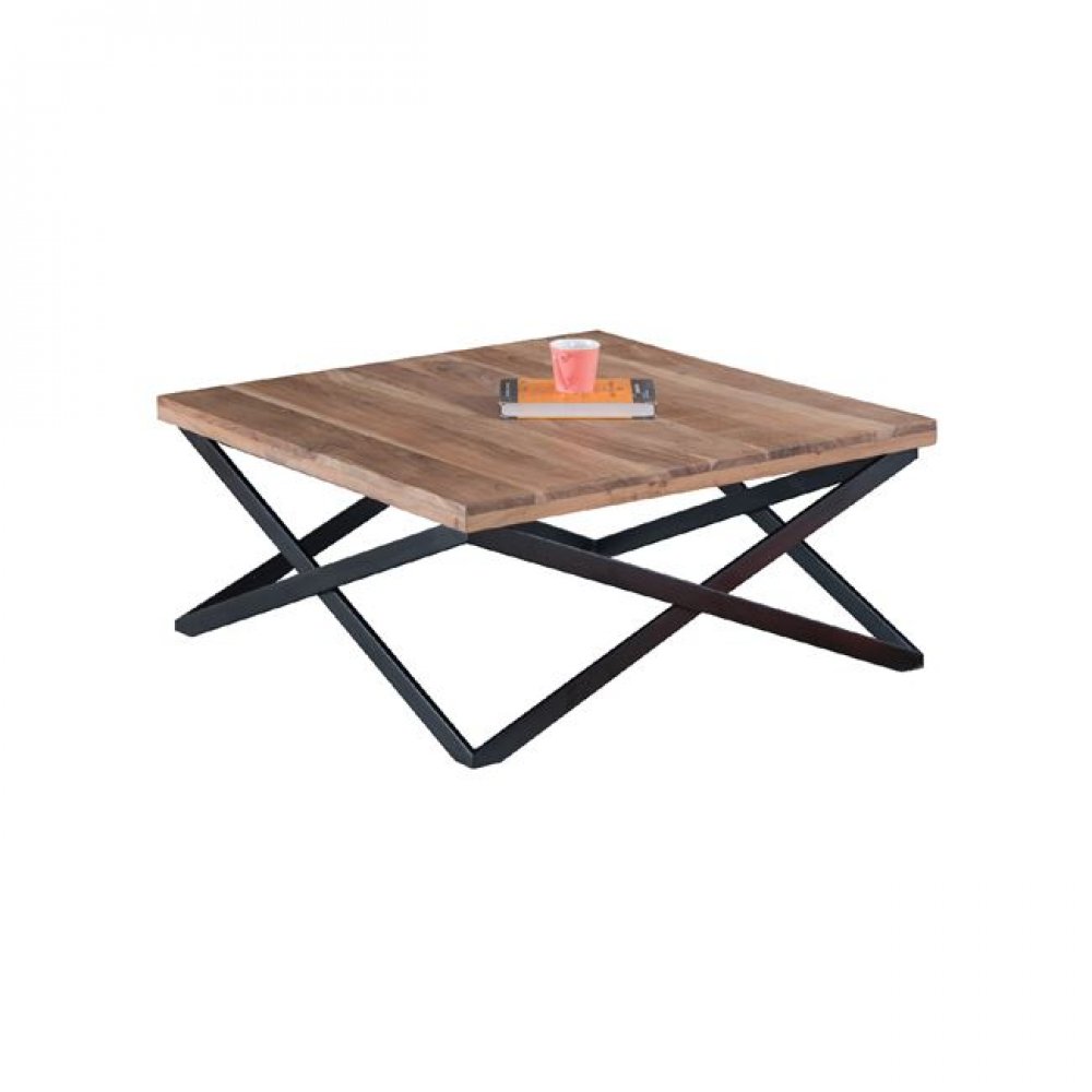 Τραπέζι σαλονιού "LADAR" από μέταλλο/ξύλο σε χρώμα μαύρο-φυσικό 120x70x40