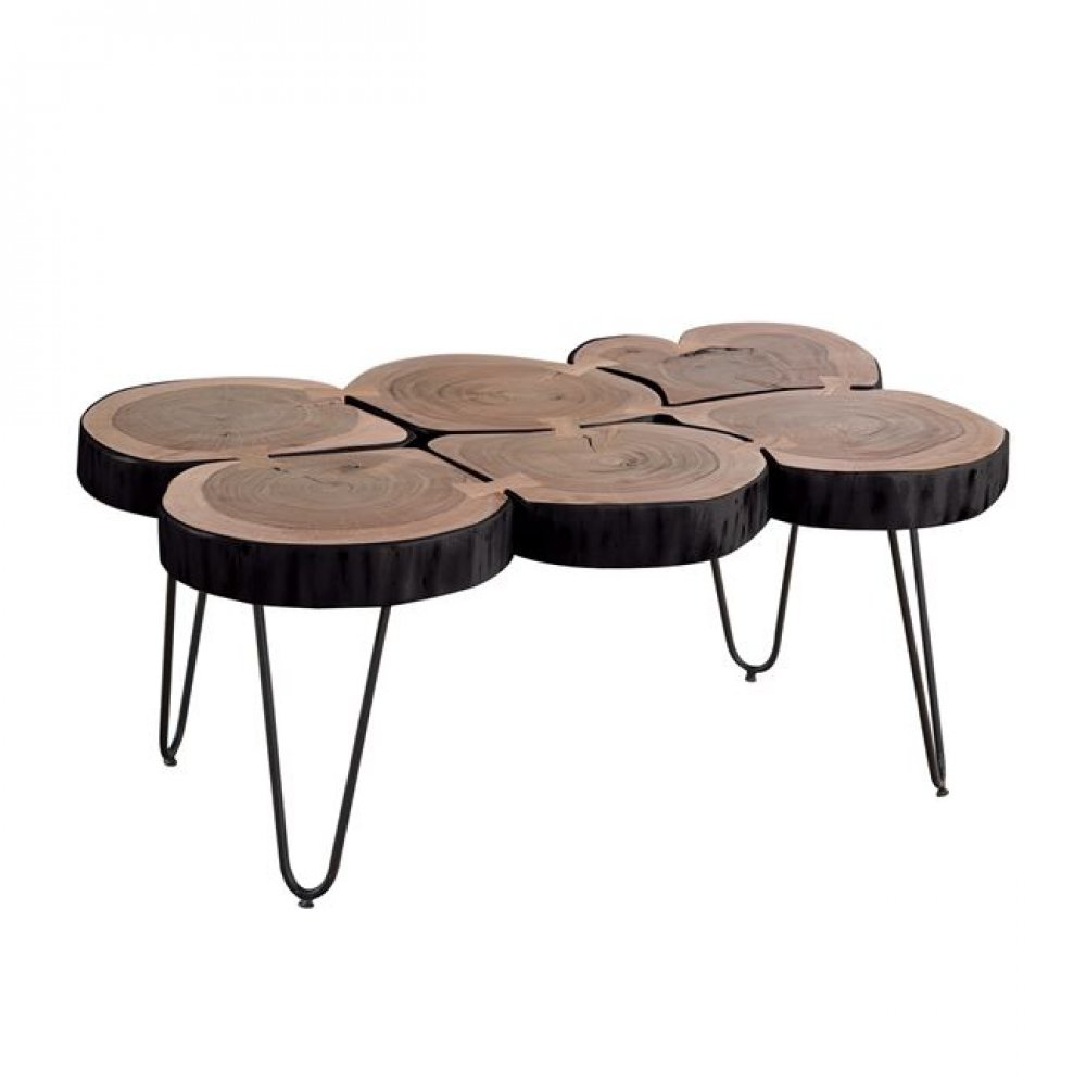 Τραπέζι σαλονιού "FUEGO-6" από μέταλλο/ξύλο σε χρώμα μαύρο-φυσικό 115x70x40