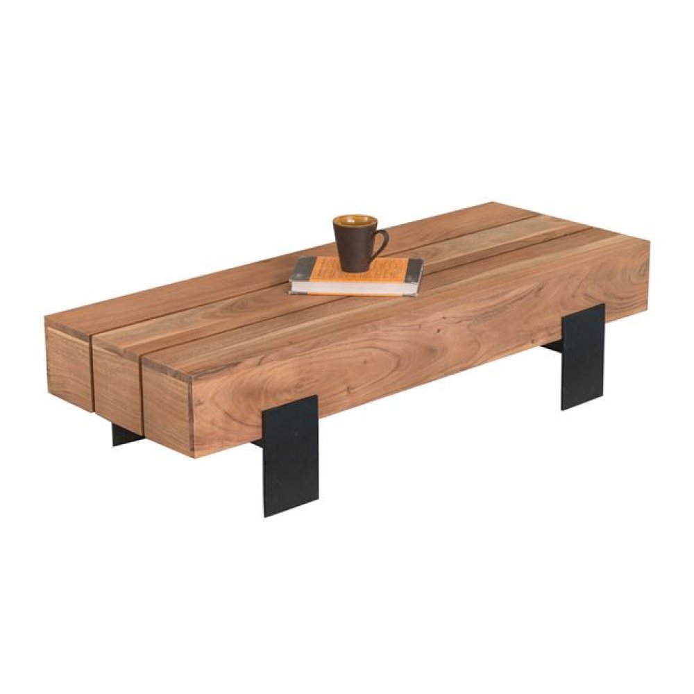 Τραπέζι σαλονιού "PASCO" από μέταλλο/ξύλο σε χρώμα μαύρο-φυσικό 115x60x30
