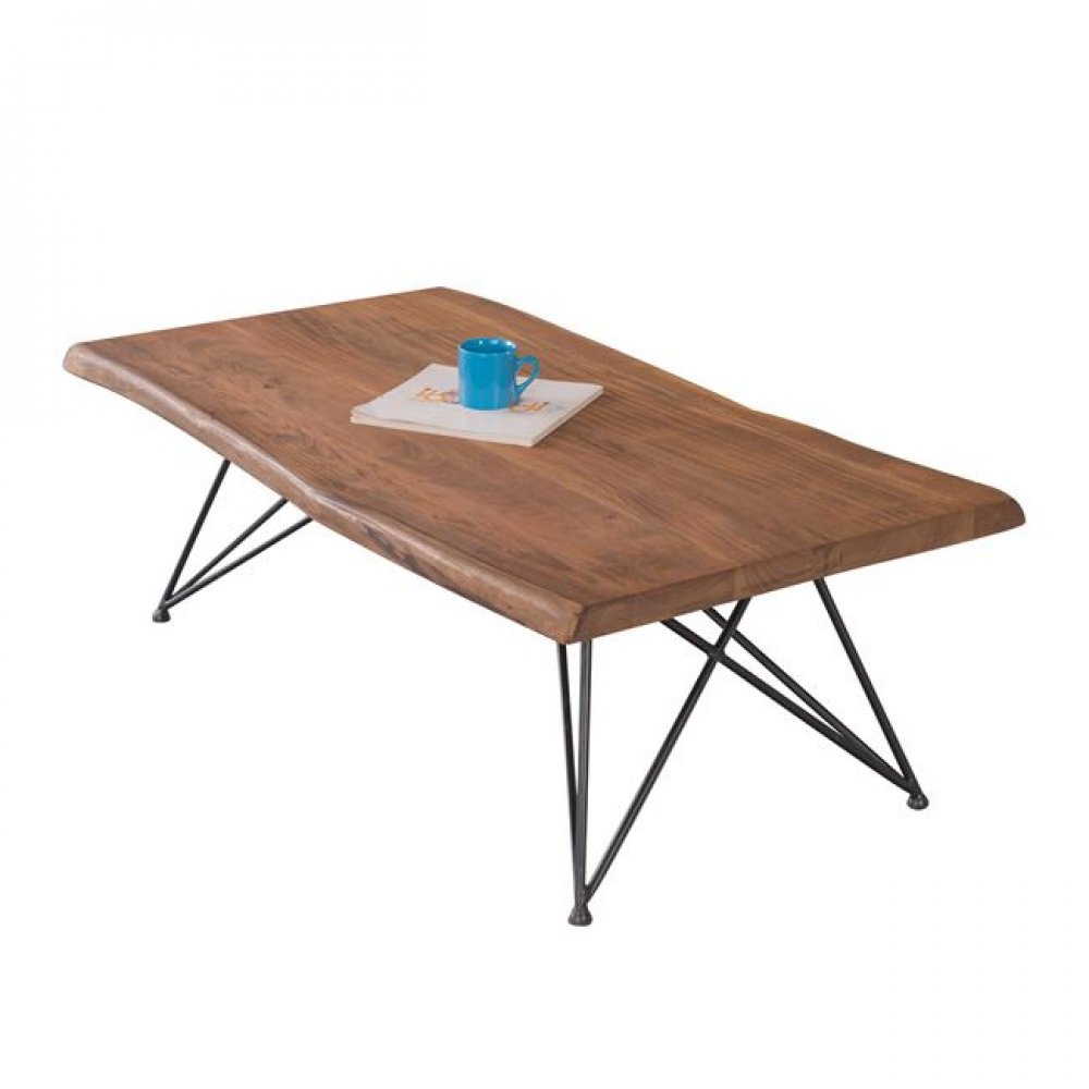 Τραπέζι σαλονιού "NAGAR" από μέταλλο/ξύλο σε χρώμα μαύρο-φυσικό 115x64x40