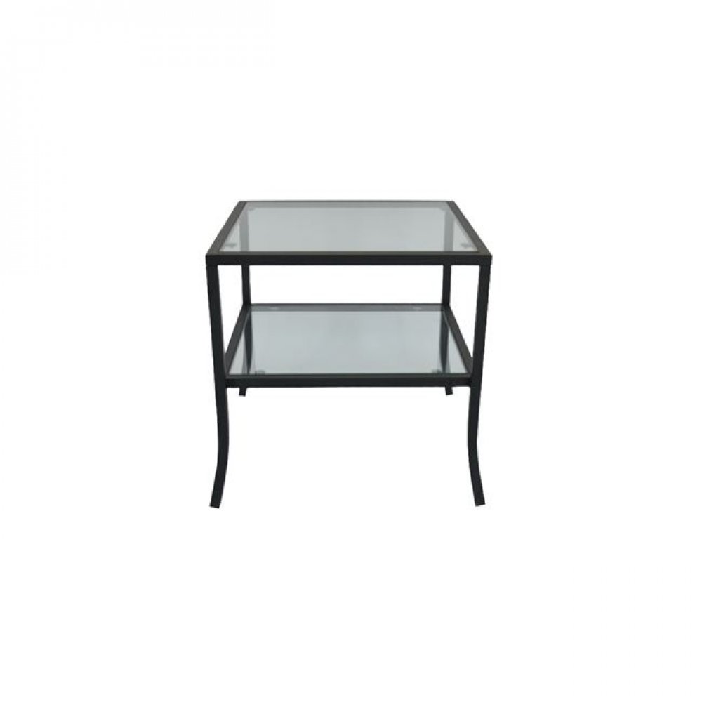 Τραπέζι βοηθητικό "OIKIA" ματαλλικό μαύρο με γυάλινη επιφάνεια 50x50x50