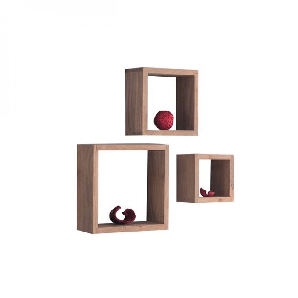 Ράφια τοίχου "TRIO" σετ 3τμχ από ξύλο ακακία σε φυσικό χρώμα