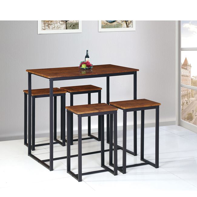 Σετ μπαρ "HENRY" μεταλλικό σε χρώμα καφέ-καρυδί 100x60x86