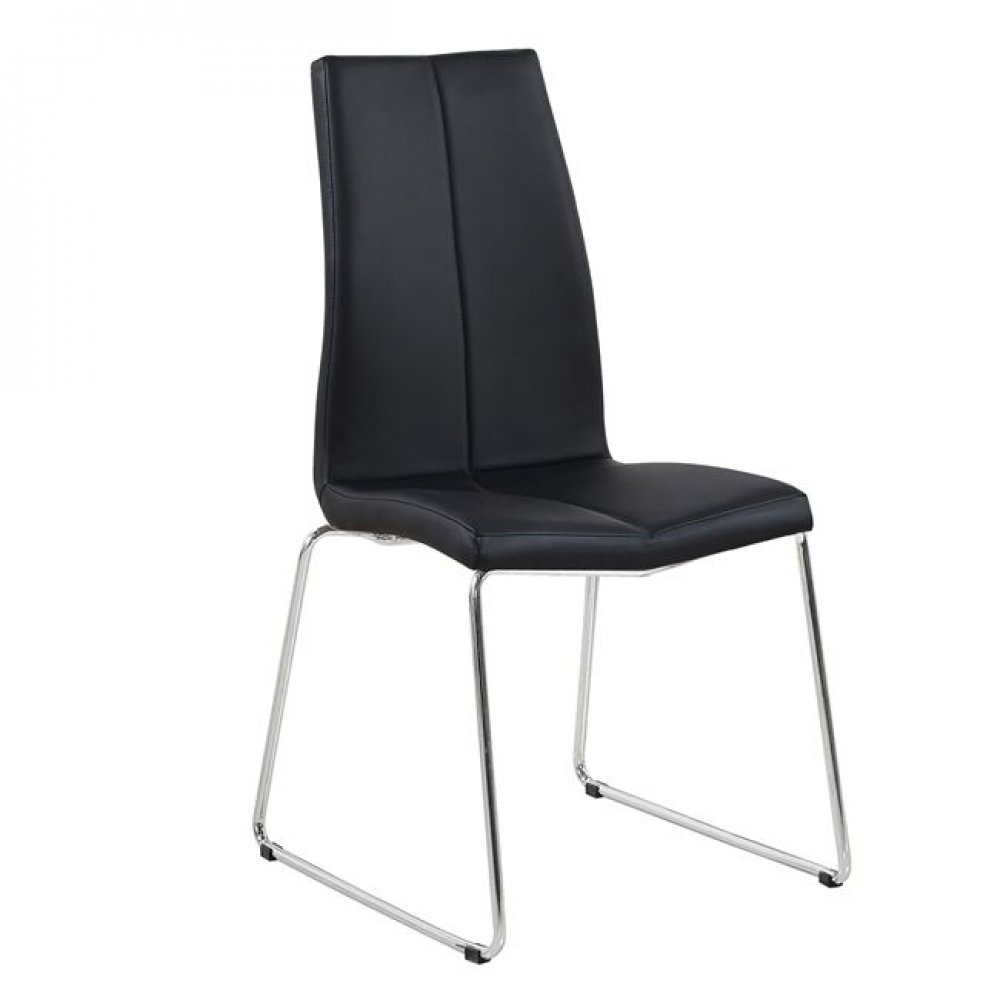 Καρέκλα "MARKET" χρωμίου-τεχνόδερμα σε μαύρο χρώμα 43x60x94