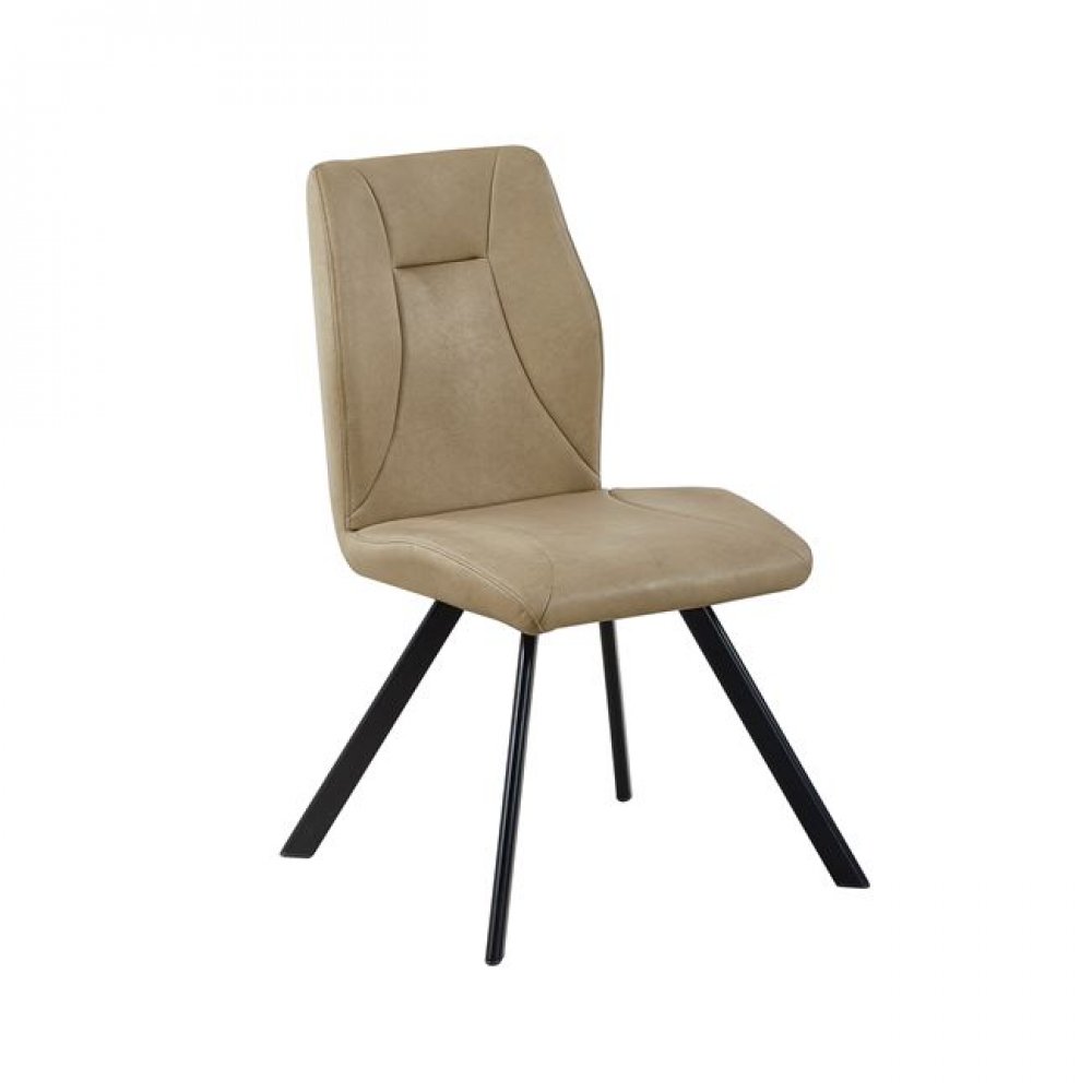 Καρέκλα "PERRY" μεταλλική-τεχνόδερμα σε χρώμα vintage μπεζ 49x65x92