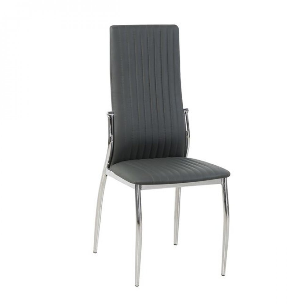Καρέκλα "LINE" μεταλλική- pvc σε χρώμα γκρι 44x50x100