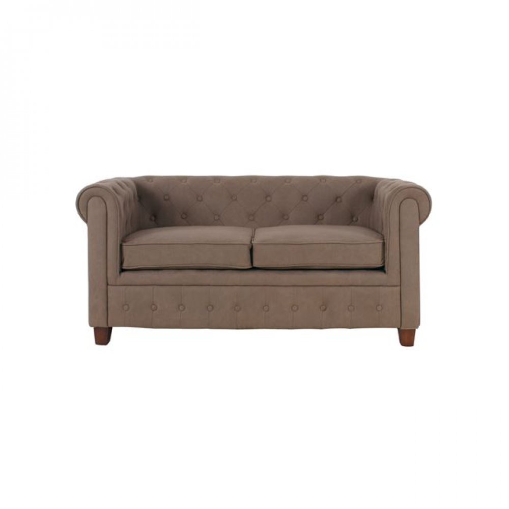 Καναπές "CHESTERFIELD" διθέσιος υφασμάτινος σε χρώμα καφέ 153x82x80