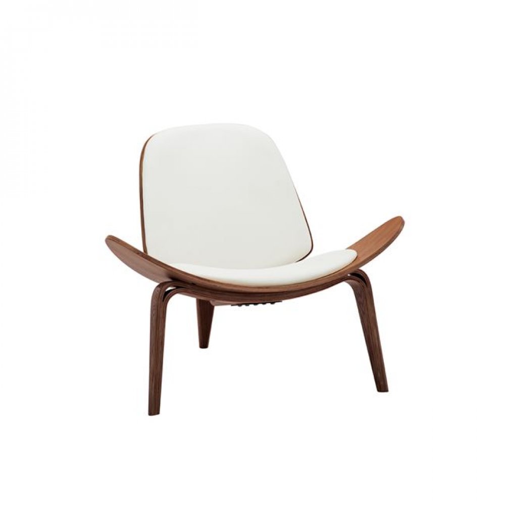 Πολυθρόνα "TAYLOR" ξύλινη-τεχνόδερμα σε καρυδί-λευκό 94x46x75