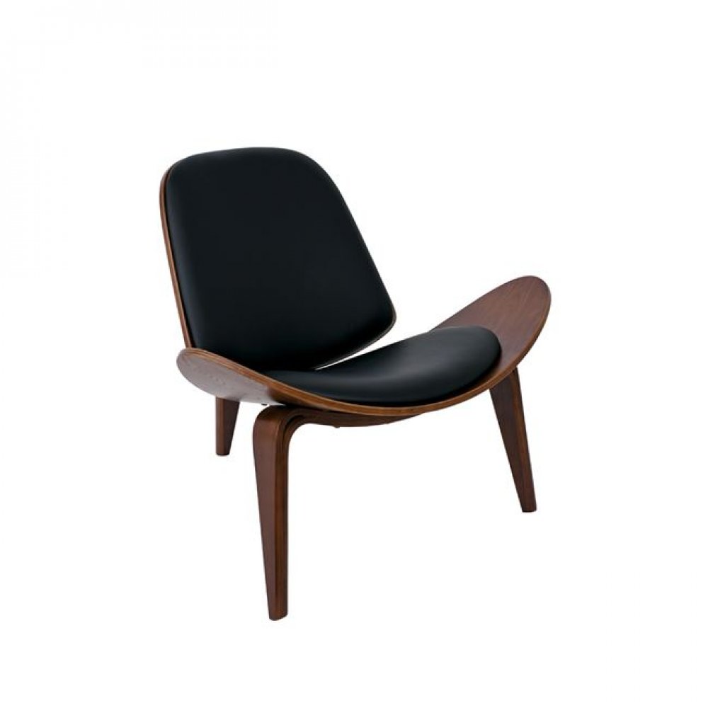 Πολυθρόνα "TAYLOR" ξύλινη-τεχνόδερμα σε καρυδί-μαύρο 94x46x75