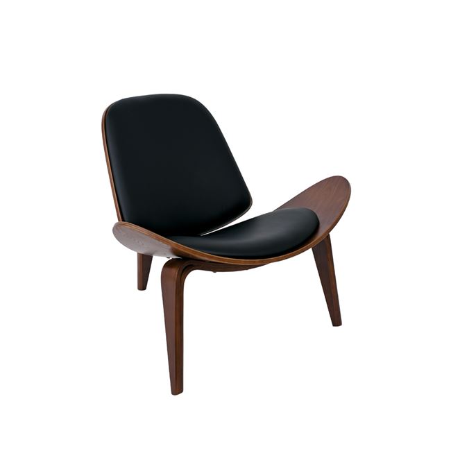 Πολυθρόνα "TAYLOR" ξύλινη-τεχνόδερμα σε καρυδί-μαύρο 94x46x75