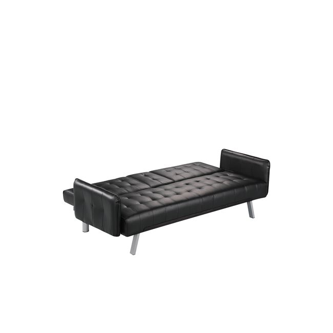 Καναπές-κρεβάτι "WELLS" από τεχνόδερμα σε μαύρο χρώμα 188x82x80