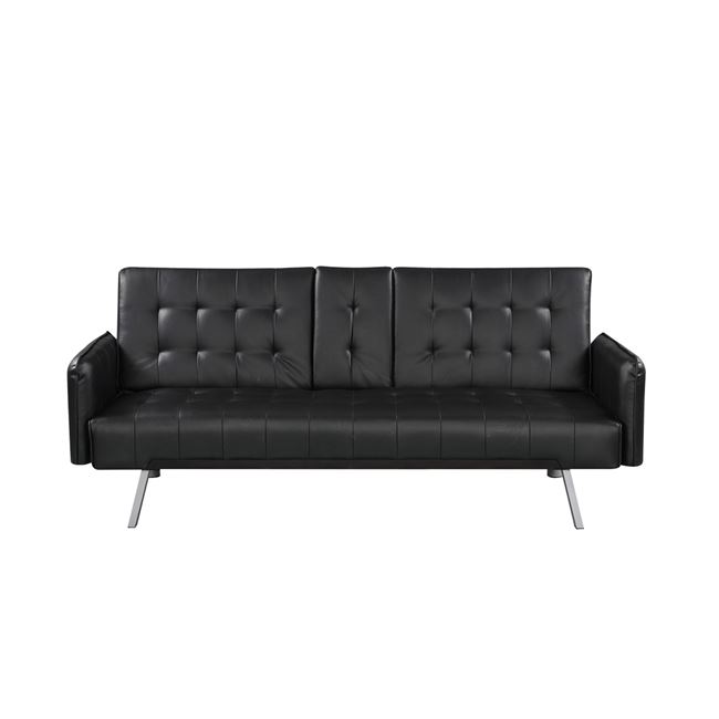Καναπές-κρεβάτι "WELLS" από τεχνόδερμα σε μαύρο χρώμα 188x82x80