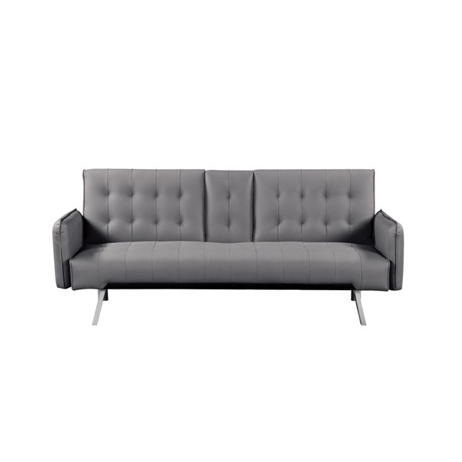 Καναπές-κρεβάτι "WELLS" από τεχνόδερμα σε γκρι χρώμα 188x82x80