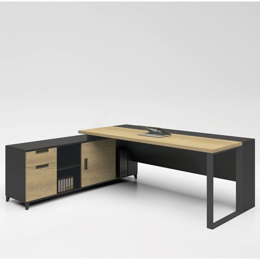 Γραφείο επαγγελματικό "PROJECT" ανεστρέψιμη γωνία σε χρώμα σονόμα-γκρι 160x70/160x40x75