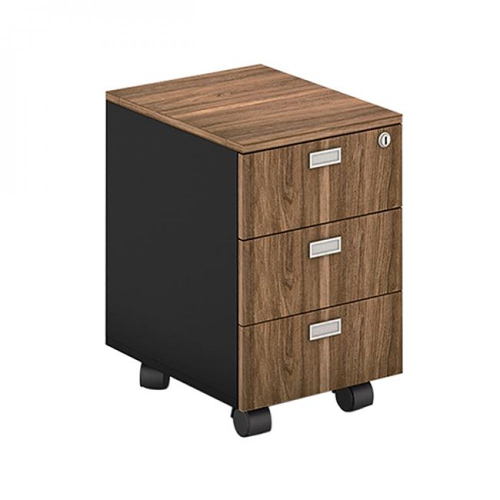 Συρταριέρα τροχήλατη "PROLINE" σε χρώμα καρυδί/μαύρο 41x45x59