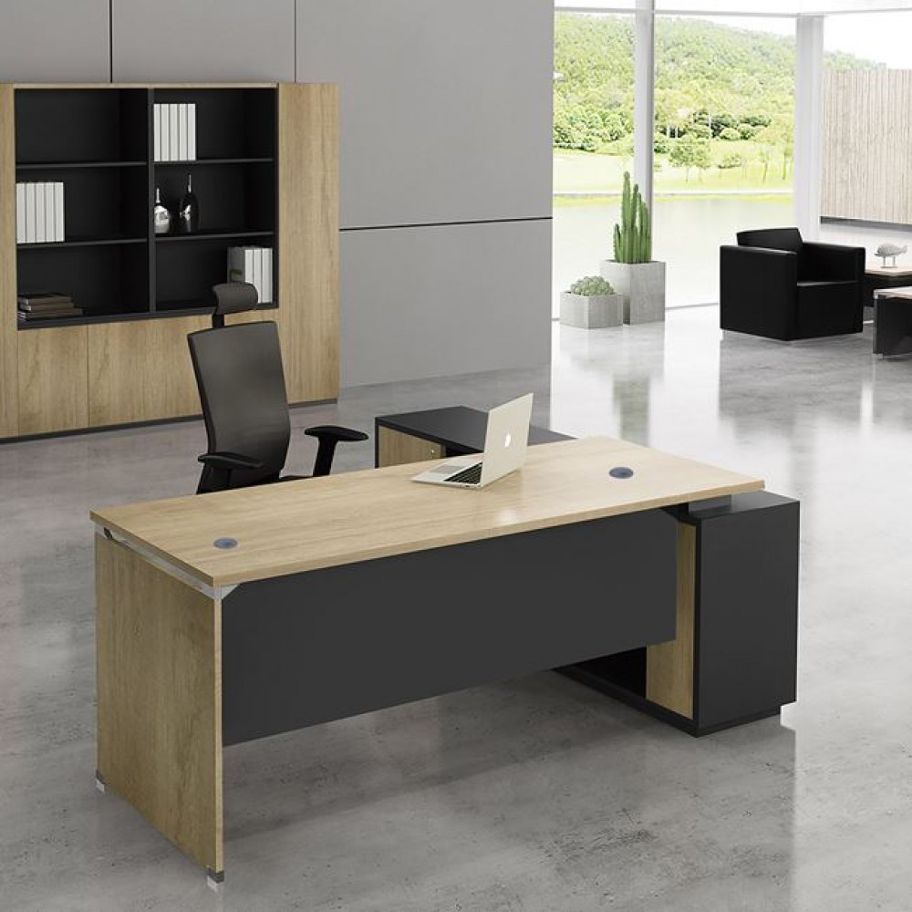 Γραφείο γωνία αριστερή "PROJECT" σε χρώμα σονόμα/γκρι 220x90x75/200x40x65