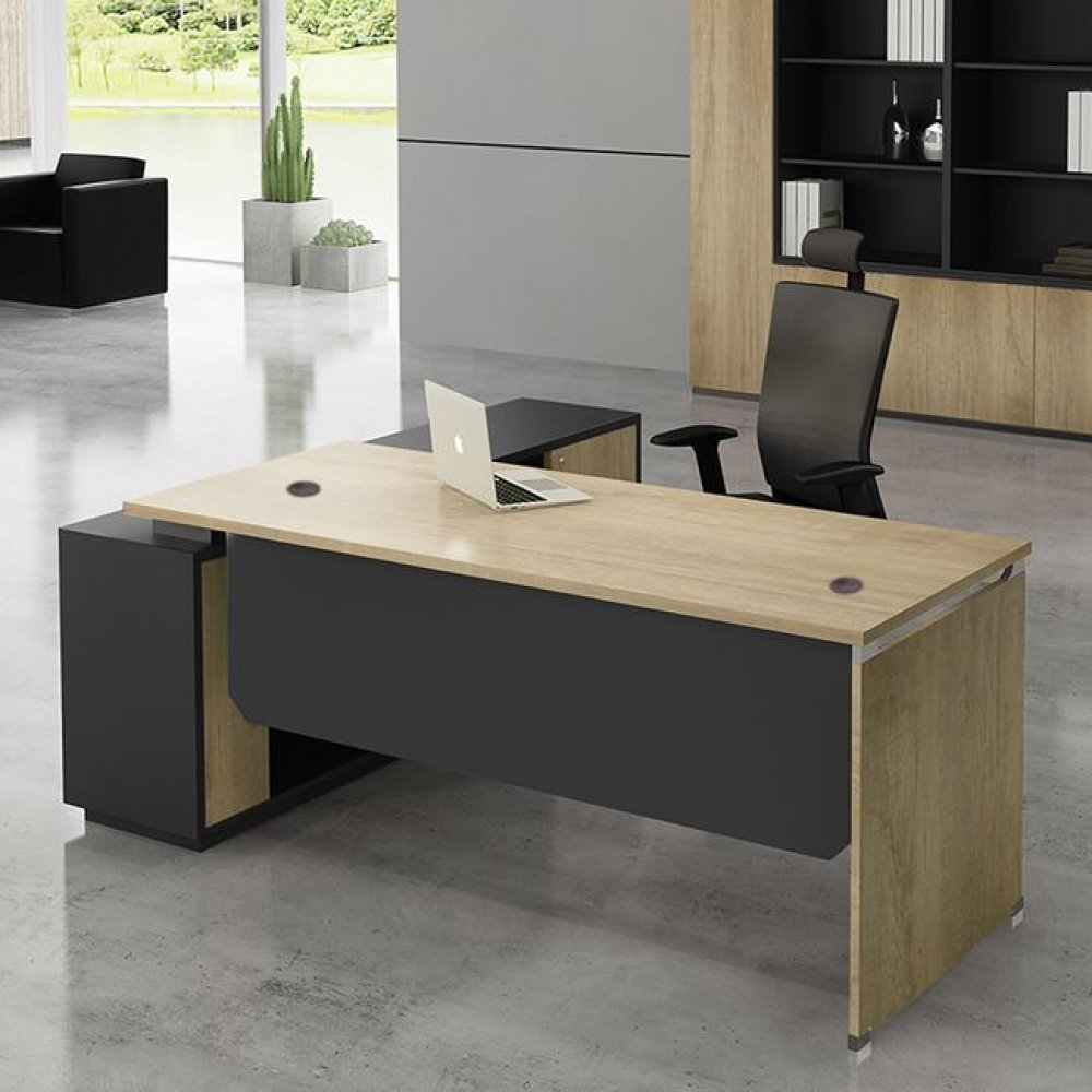 Γραφείο γωνία δεξιά "PROJECT" σε χρώμα σονόμα/γκρι 160x60/140x40