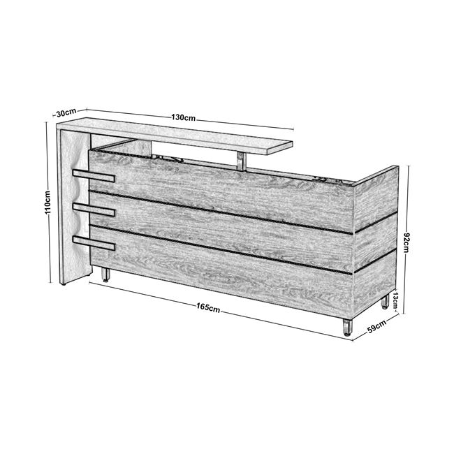 Γραφείο reception "PROJECT" σε χρώμα σονόμα-λευκό 180x75x110