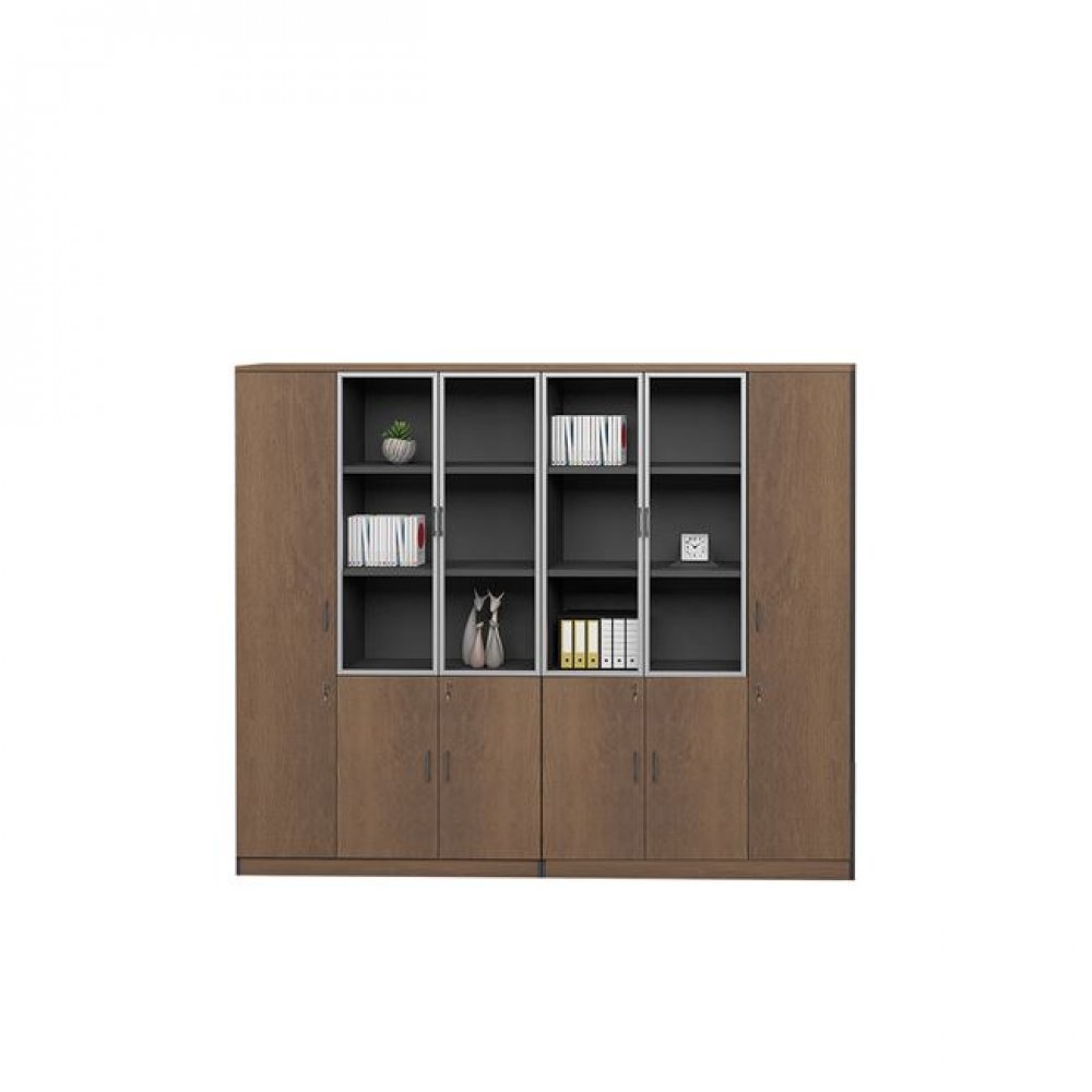 Ντουλάπα βιβλιοθήκη αριστερή "PROLINE" σε χρώμα καρυδί/μαύρο 120x40x200