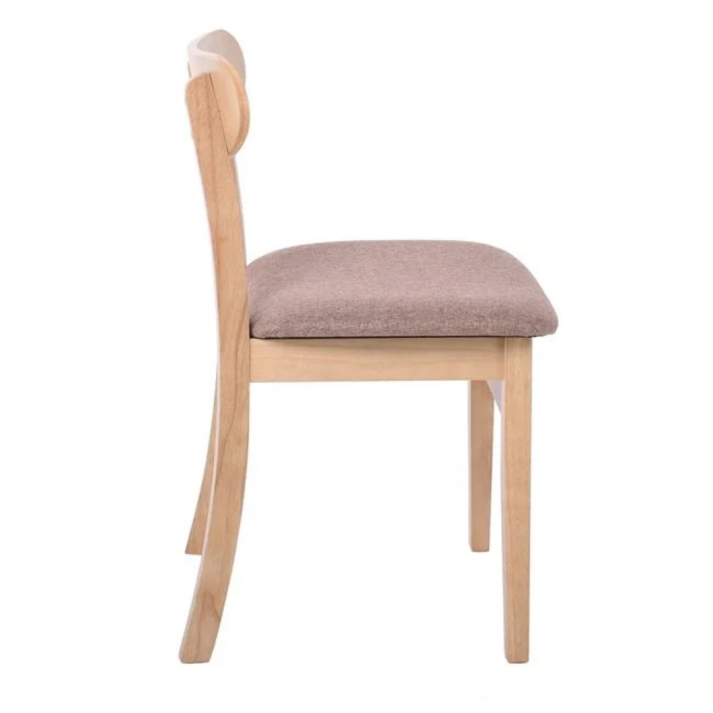 Καρέκλα "DOM" ξύλινη-ύφασμα σε oak/καφέ χρώμα 53x56x80