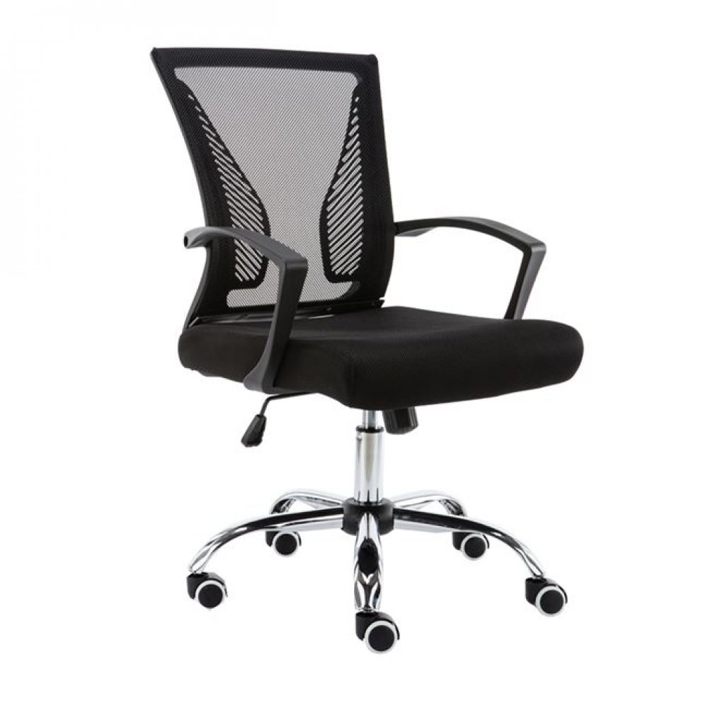 Πολυθρόνα εργασίας υφασμάτινη σε χρώμα μαύρο 57x65x92/102