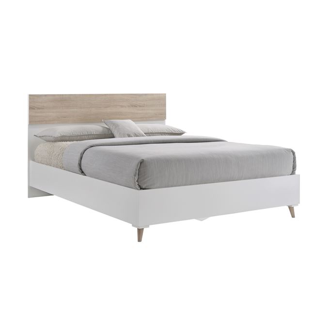 Κρεβάτι "ALIDA" διπλό σε χρώμα λευκό-σονόμα 167x203x100